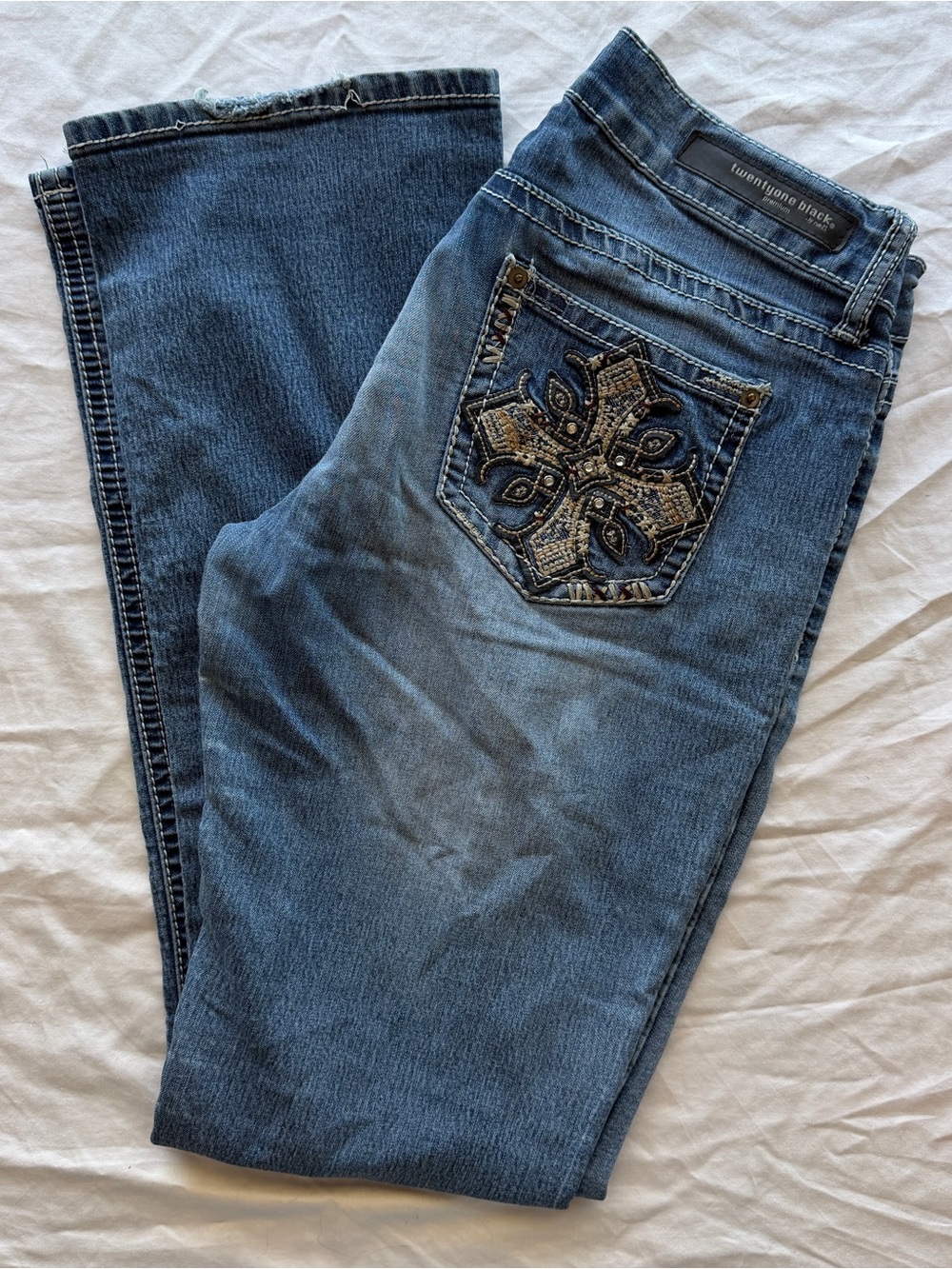 vintage forever 21 studded y2k bootcut jeans